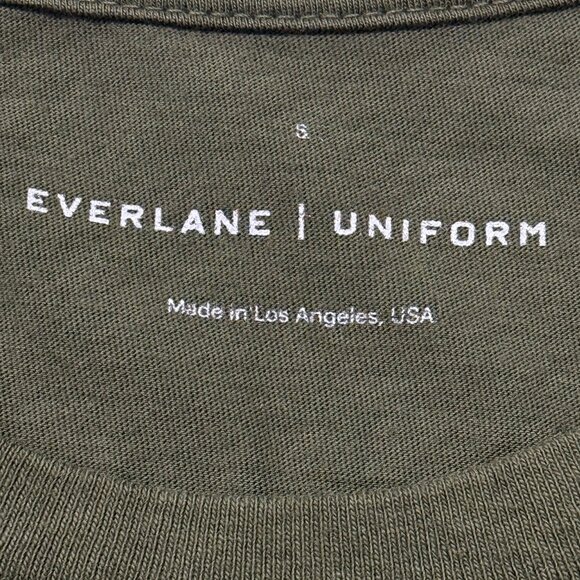 Everlane Uniform T-Shirt Mens Small Green Cotton Crewneck USA Made Short Sleeve - Picture 2 of 4